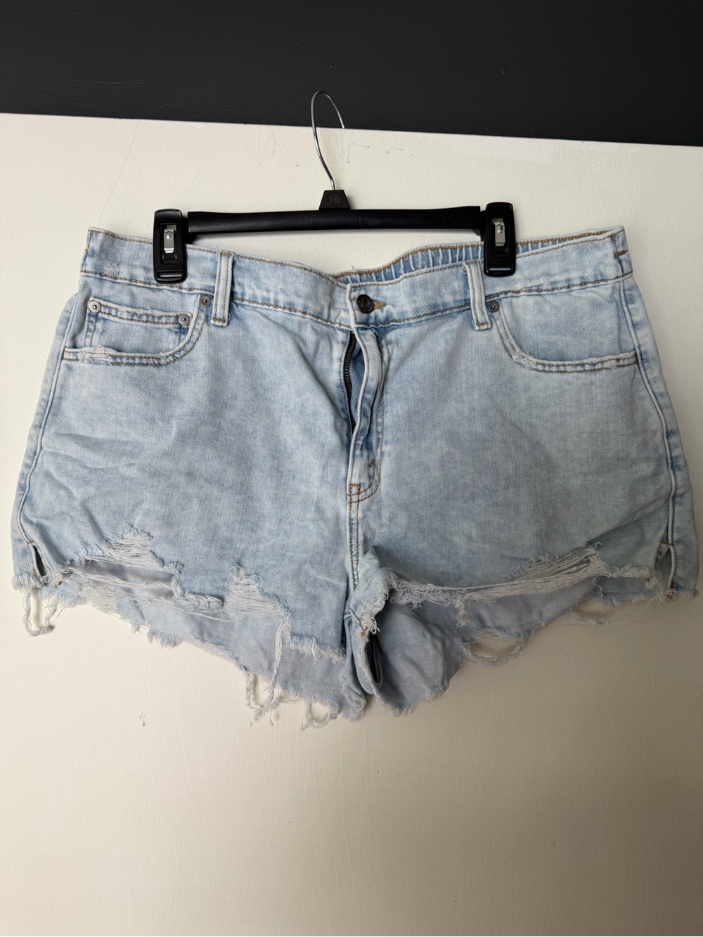 aerie Light Blue Distressed Denim Cutoff Shorts